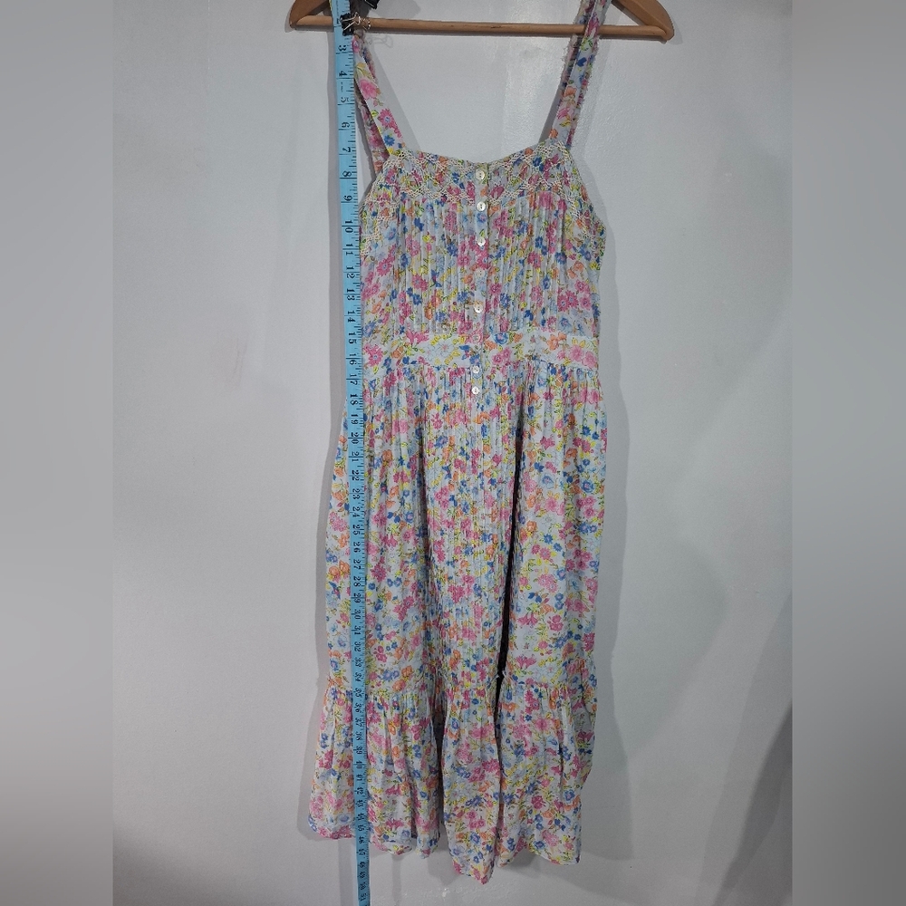 Love Shack Fancy Women's Midi Dress Cotton Multicolor Floral Pleated Ruffle Sz 0 - Picture 13 of 15